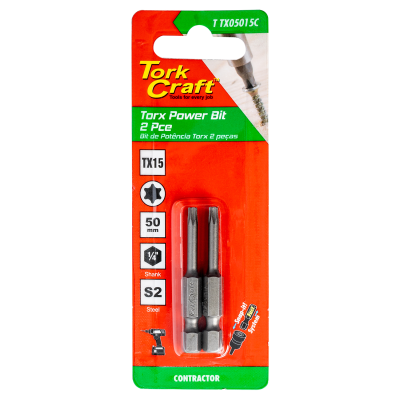 (image for) Torx Tx 15 Classic Power Bit 50mm 2pc Carded