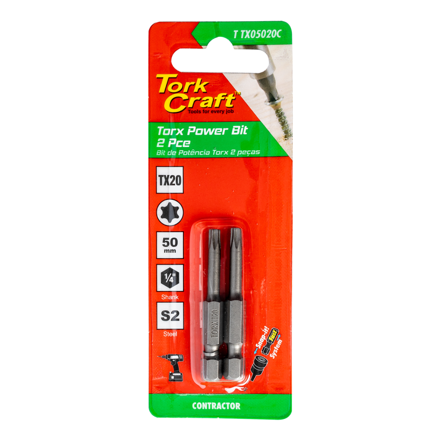 (image for) Torx Tx 20 Classic Power Bit 50mm 2pc Carded