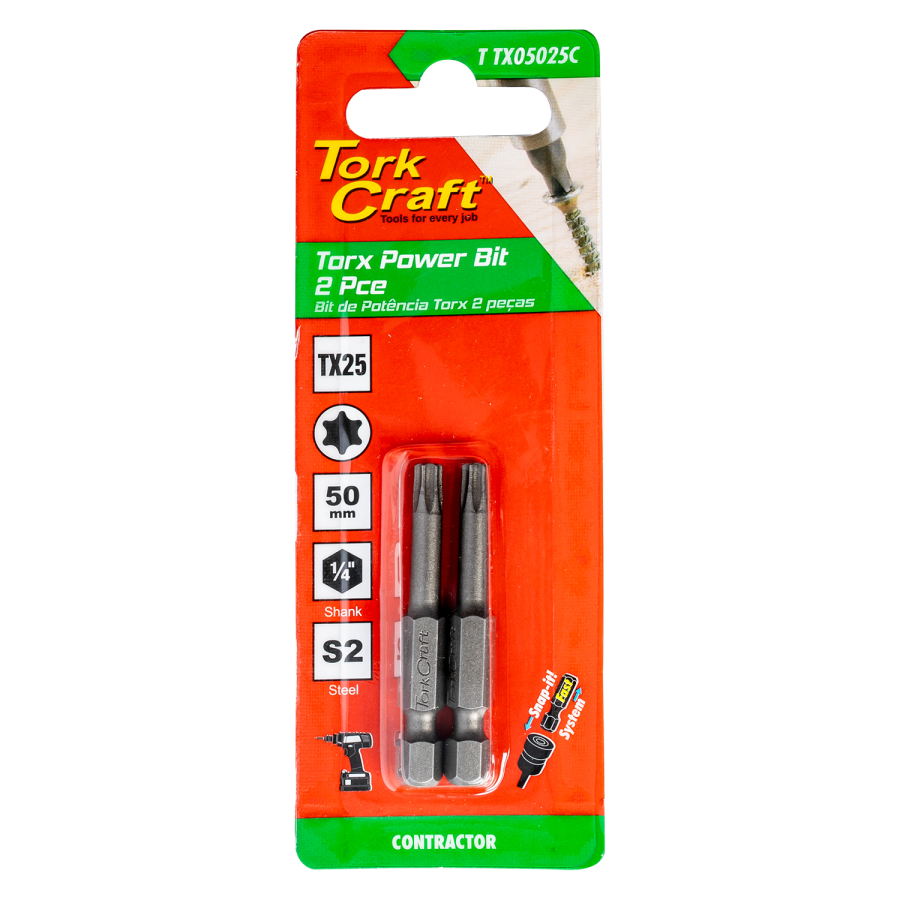 (image for) Torx Tx 25 Classic Power Bit 50mm 2pc Carded