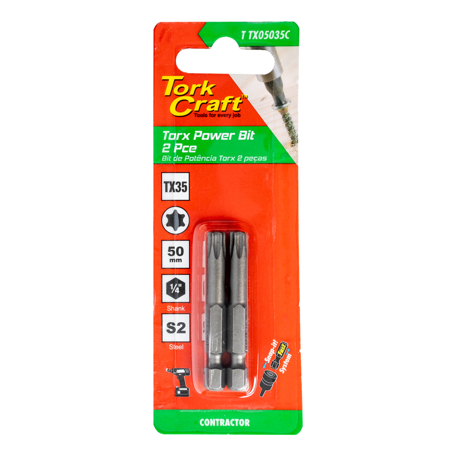 (image for) Torx Tx 35 Classic Power Bit 50mm 2pc Carded