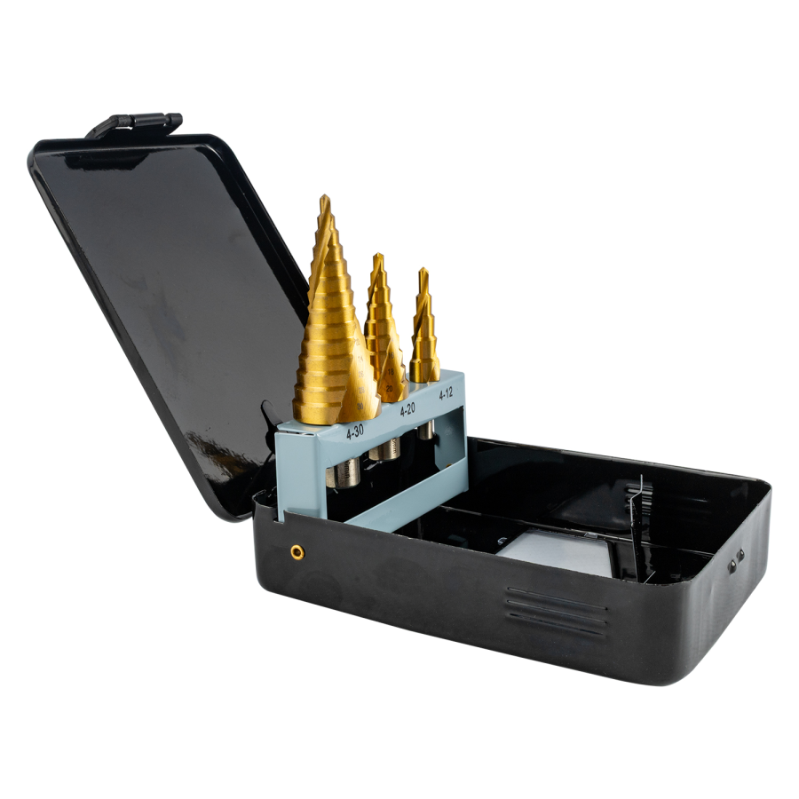 (image for) Step Drill Set 3 Pce Hss In Plastic Case