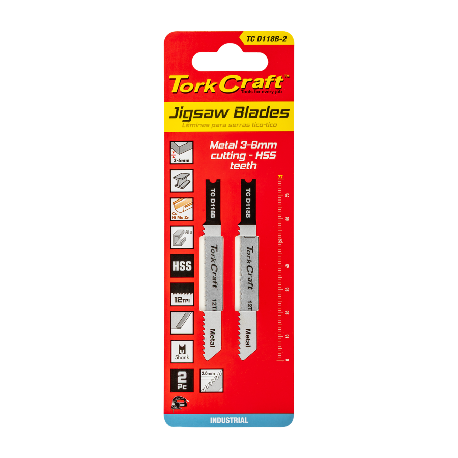 (image for) U-shank Jigsaw Blade 12tpi Metal 2mm 2pc