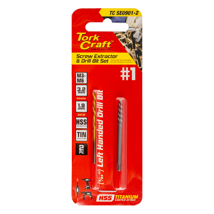 (image for) Screw Extractor Set 2pc No.1 With Left Hand Drill Bit