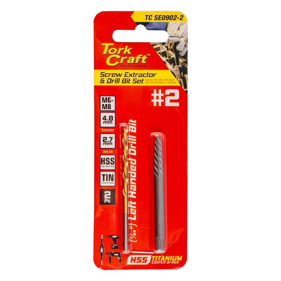 (image for) Screw Extractor Set 2pc No.2 With Left Hand Drill Bit