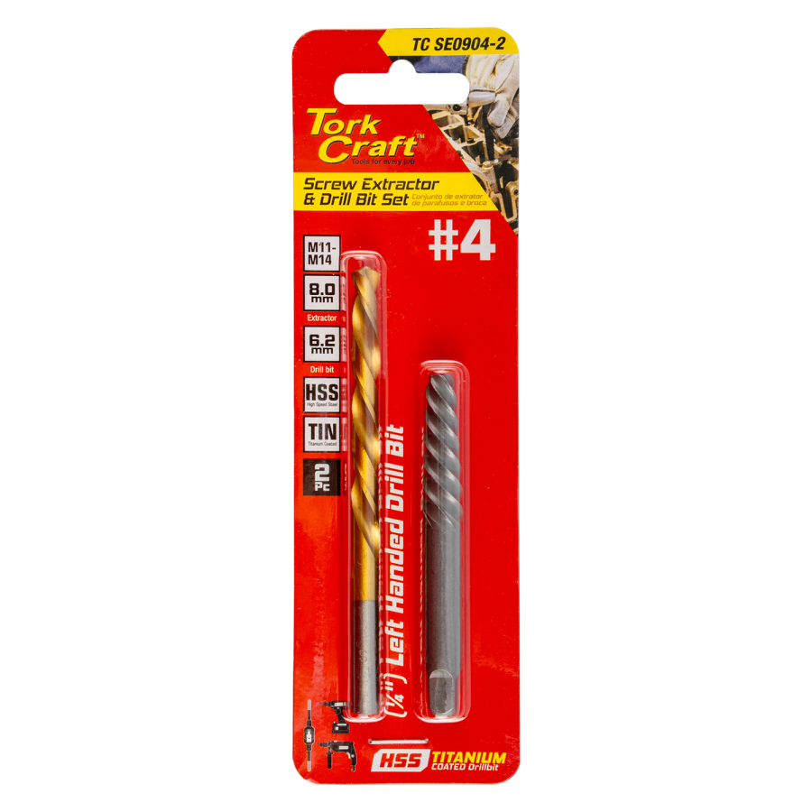 (image for) Screw Extractor Set 2pc No.4 With Left Hand Drill Bit