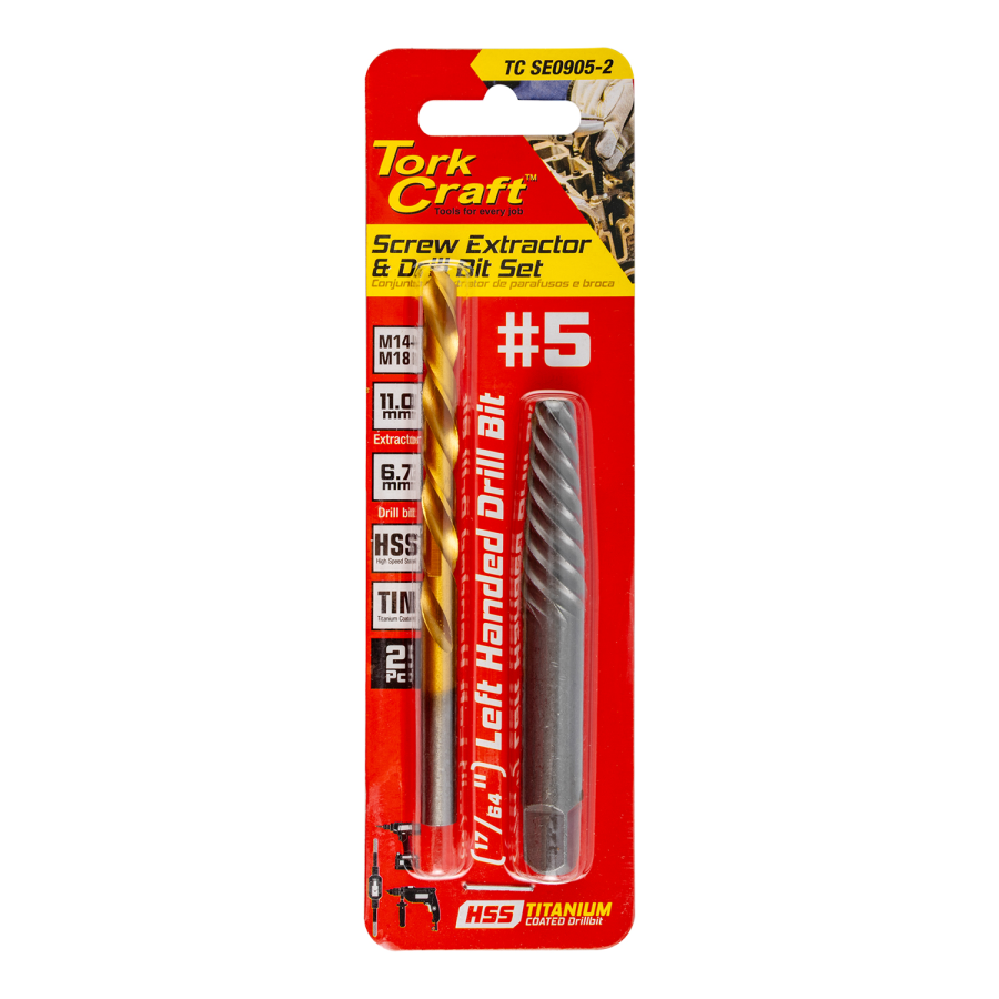 (image for) Screw Extractor Set 2pc No.5 With Left Hand Drill Bit