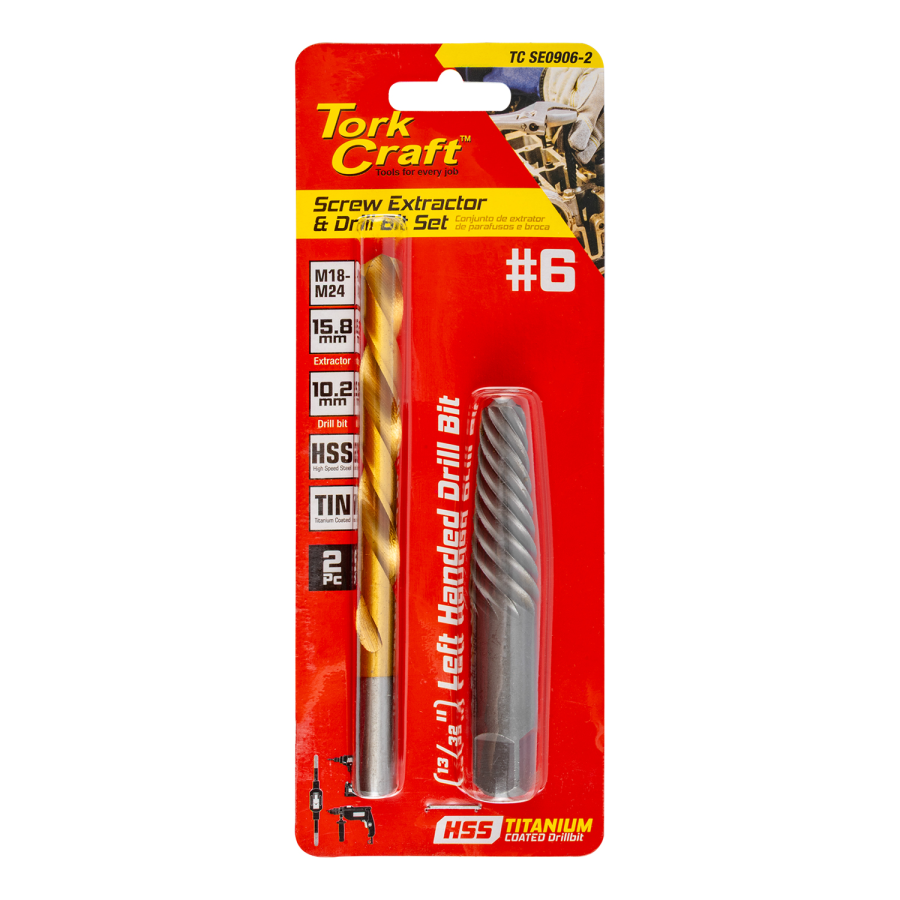 (image for) Screw Extractor Set 2pc No.6 With Left Hand Drill Bit