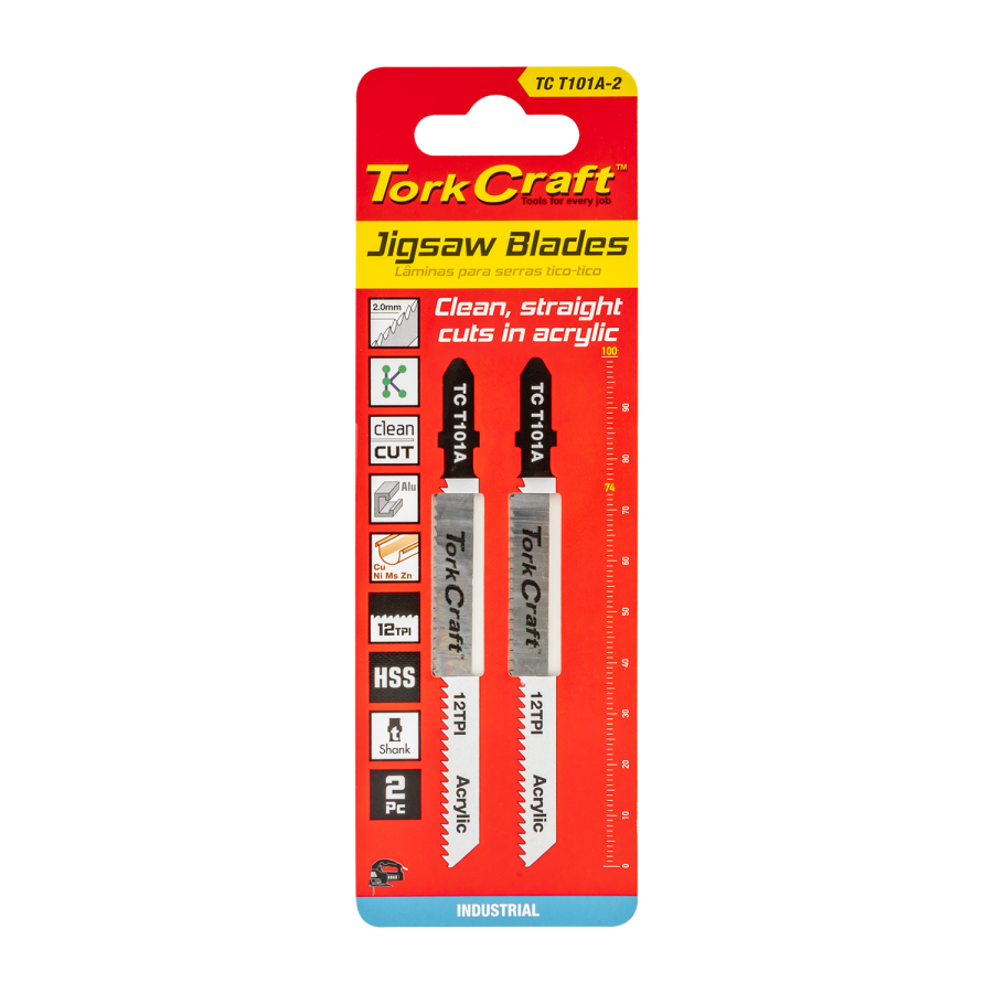 (image for) T-shank Jigsaw Blade For Acrylic 2.0mm 12tpi 100mm 2pc