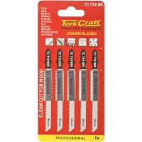 (image for) T-shank Jigsaw Blade Reverse Tooth 2.5mm 10tpi 100mm Wood 5pc