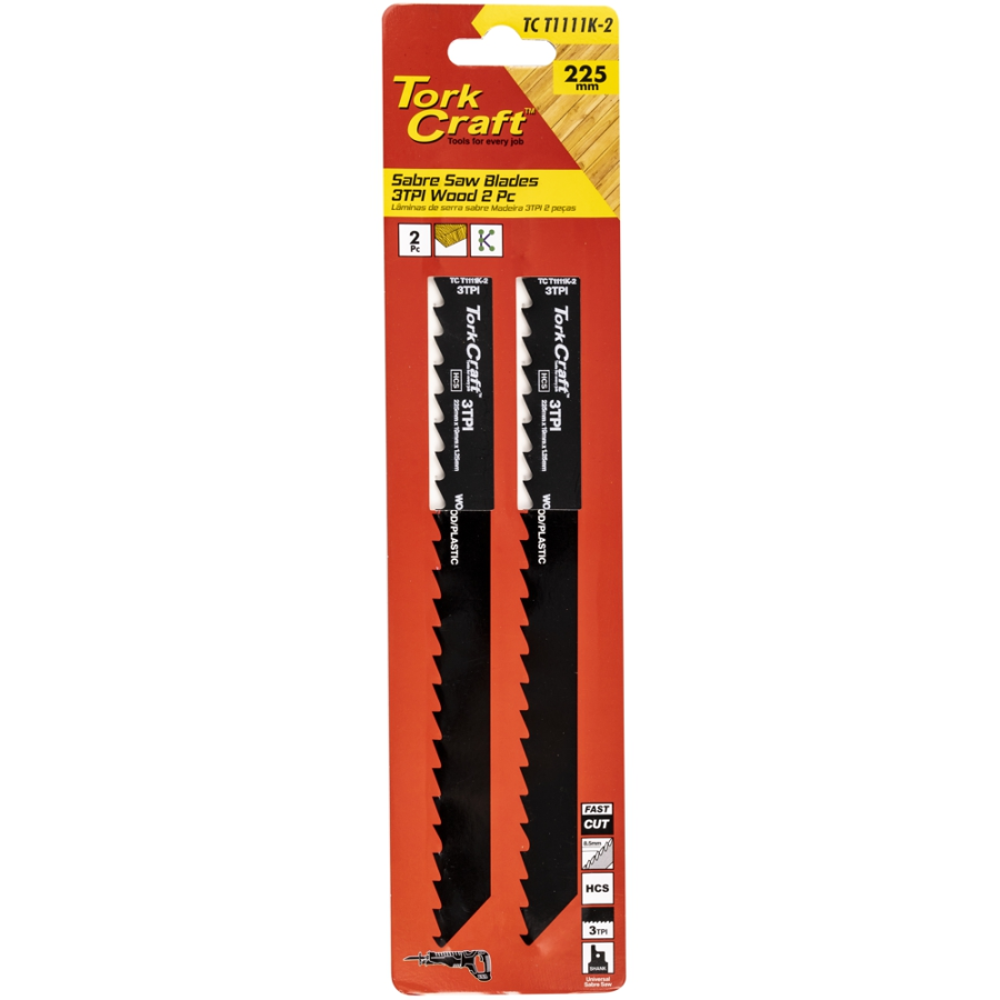 (image for) Sabre Saw Blade 225 X 8.5mm 3tpi Wood 2pc
