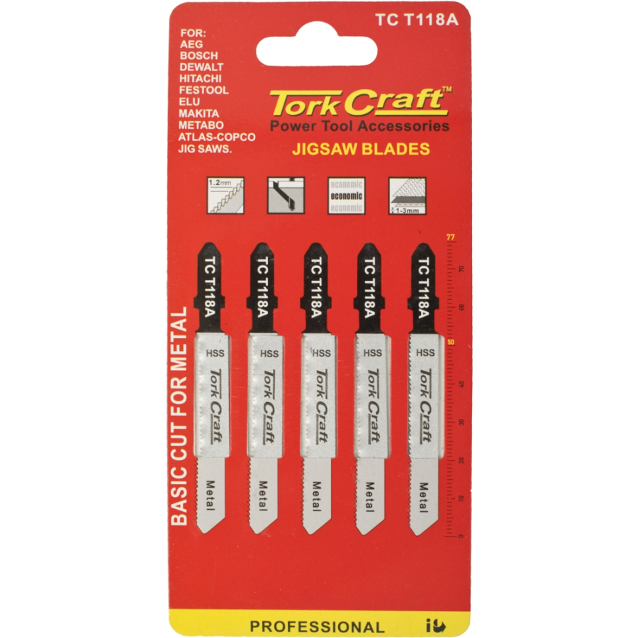 (image for) T-shank Jigsaw Blade For Metal 1.2mm 21tpi 75mm 5pc