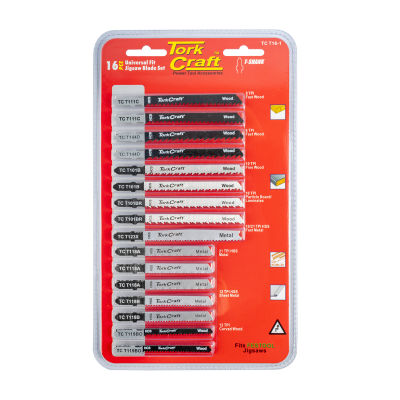 (image for) T-shank Jigsaw Blades 16pc Set Assorted Metal & Wood Cutting
