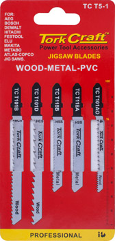 (image for) T-shank Jigsaw Blades 5 Piece Assorted