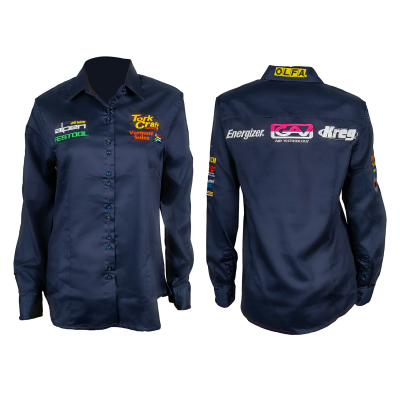 (image for) Vermont Ladies Cotton Shirt Navy Blue Medium - Long Sleeve