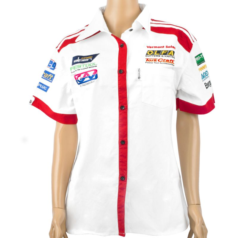 (image for) Vermont Ladies - White/red Cotton Shirt - Small