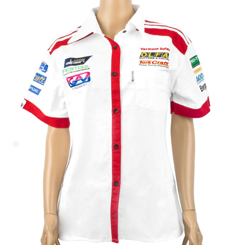 (image for) Vermont Ladies - White/red Cotton Shirt - 2x-large