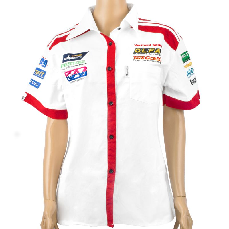 (image for) Vermont Ladies - White/red Cotton Shirt - 4x-large