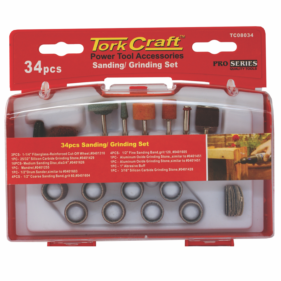 (image for) Tork Craft Sanding and Grinding Set 34 Piece Mini