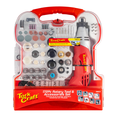 (image for) Tork Craft Mini Rotary Tool 170W and Accessory Kit 172 Piece In Plastic Case
