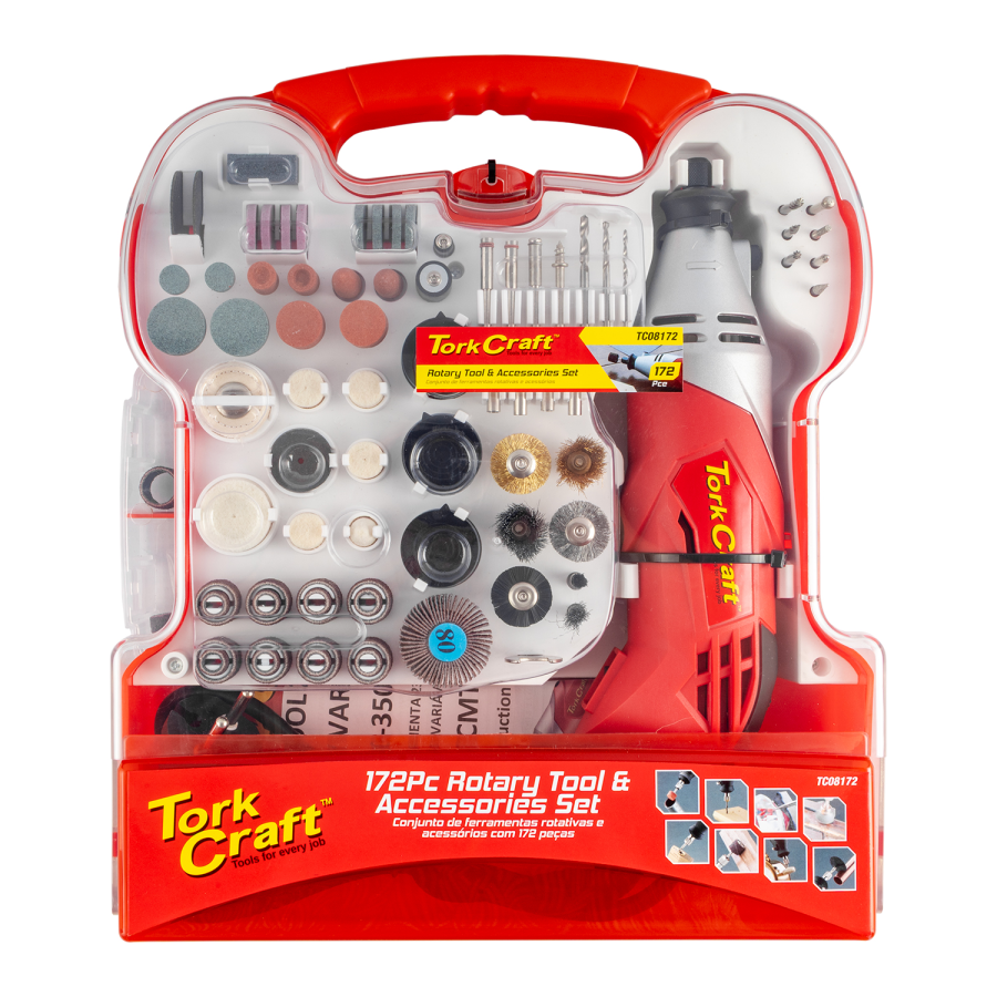 (image for) Tork Craft Mini Rotary Tool 170W and Accessory Kit 172 Piece In Plastic Case