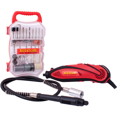 (image for) Tork Craft 135W Mini Rotary Tool and 72 Piece Accessory Kit With Flexible Shaft