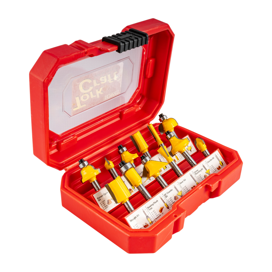 (image for) Router Bit Set 12pc 1/4' Shank Hard Case