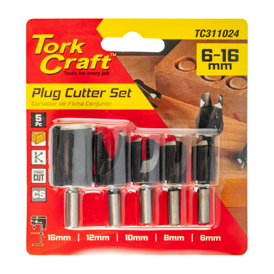 (image for) 5pce Plug Cutter Set 6-8-10-12-16mm