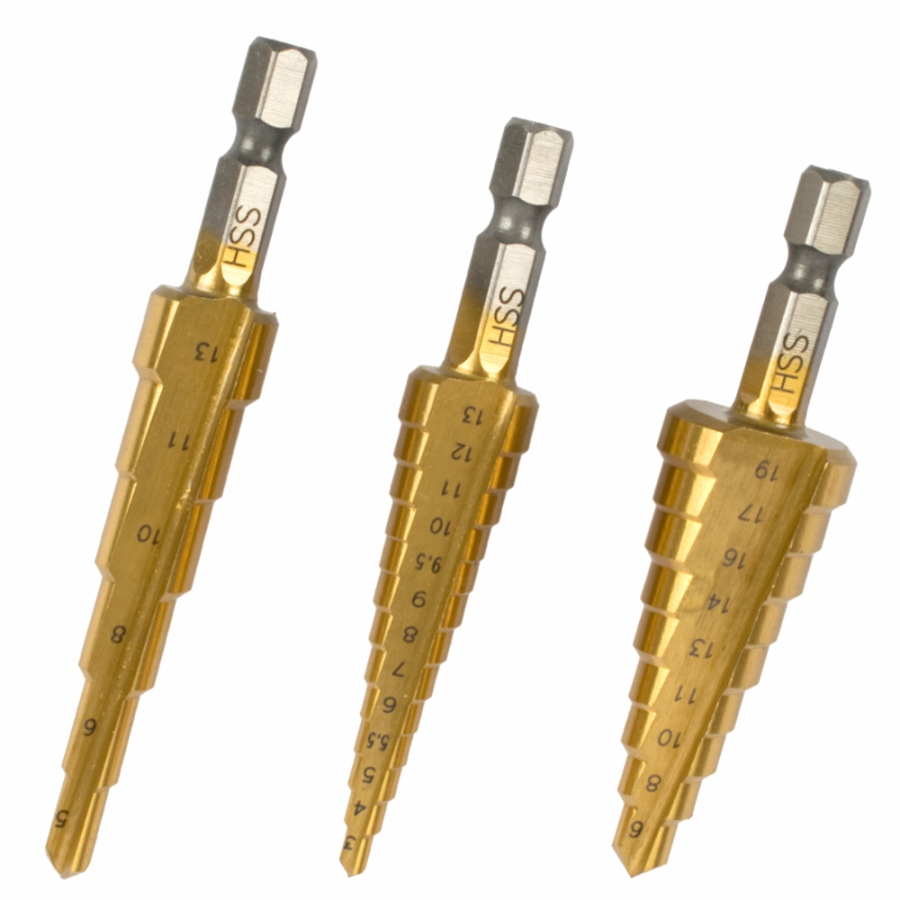 (image for) Step Drill Set 3pce In Blister