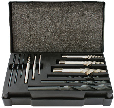 (image for) Screw Extractor Set 12 Pce With Drill Bits For M3 - M24 Screws / Studs