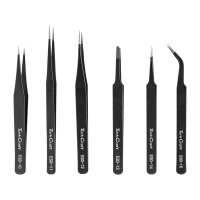 (image for) 6pc Tweezer Set Various S/steel C/w Pouch