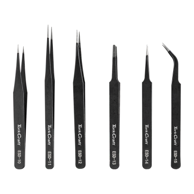 (image for) 6pc Tweezer Set Various S/steel C/w Pouch
