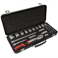 Tork Craft 27pc 1/2' Drive Socket & Ratchet Set 8-32mm 12 Point in Metal Case (image for) Tork Craft 27pc 1/2' Drive Socket & Ratchet Set 8-32mm 12 Point in Metal Case