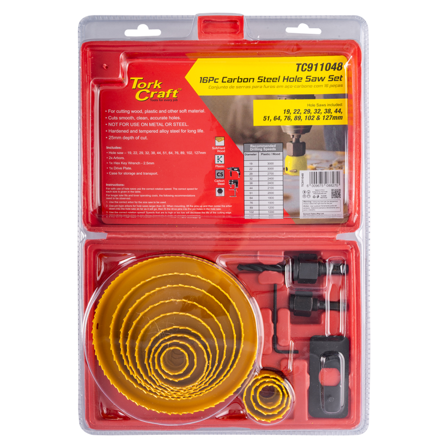(image for) Hole Saw Set Carbon Steel 16pce 19 - 127mm