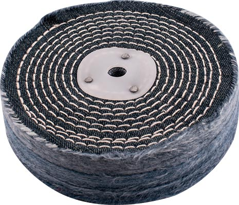 (image for) Colour Buff/mop 150mm X 3 Section X 30mm Thick 1/2' Hole