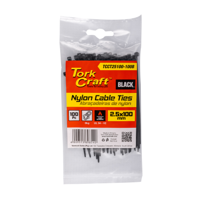 (image for) Nylon Cable Ties 2.5mm X 100mm Black 100pc
