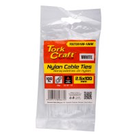(image for) Nylon Cable Ties 2.5mm X 100mm White 100pc