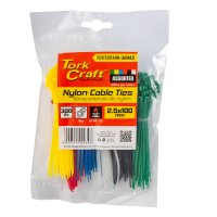 (image for) Nylon Cable Ties 2.5mm X 100mm 300pc Assorted Colours
