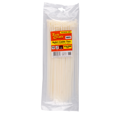 (image for) Nylon Cable Ties 4.8mm X 300mm White 100pc