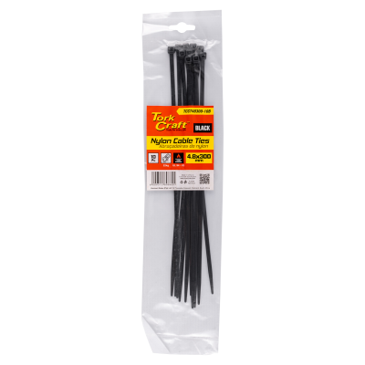 (image for) Nylon Cable Ties 4.8mm X 300mm Black 10pc