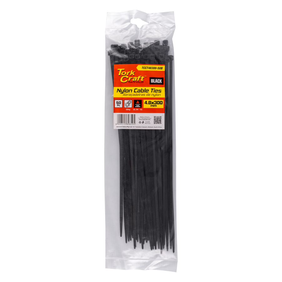 (image for) Nylon Cable Ties 4.8mm X 300mm Black 50pc
