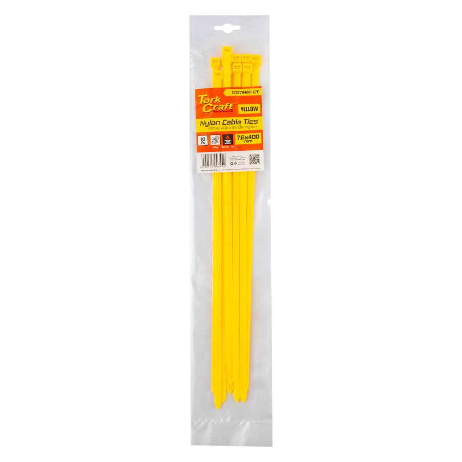 (image for) Nylon Cable Ties 7.6mm X 400mm Yellow 10pc