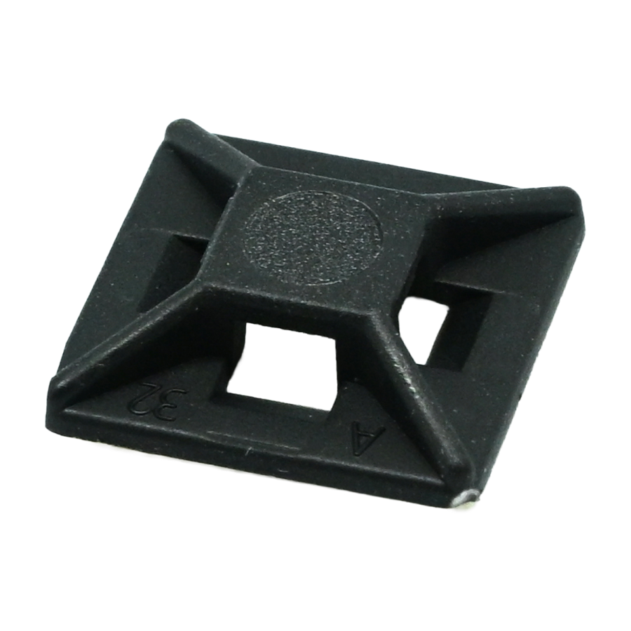 (image for) Cable Tie Mount 12,5mm X 12,5mm For 2.5mm Tie Black 100pc Nylon