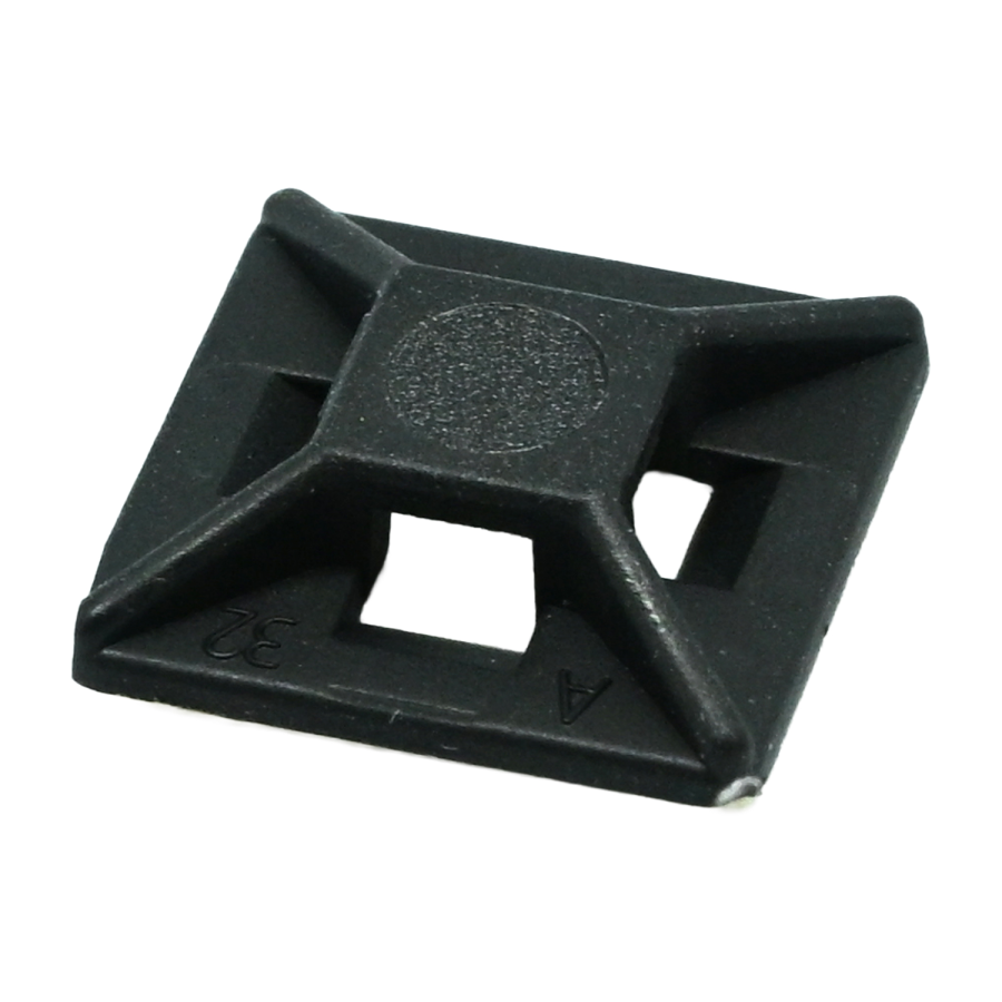 (image for) Cable Tie Mount 12,5mm X 12,5mm For 2.5mm Tie Black 25pc Nylon