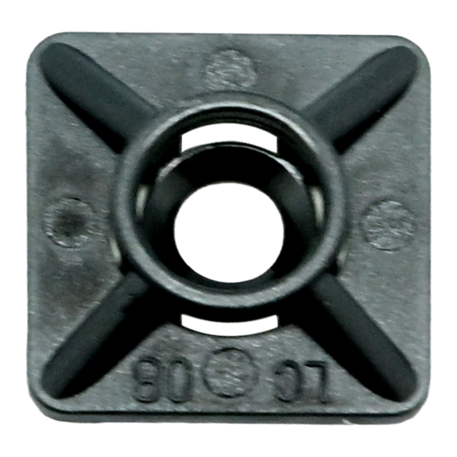 (image for) Cable Tie Mount Pad 19mm X 19mm For 3,6mm Tie Black 25pc Nylon