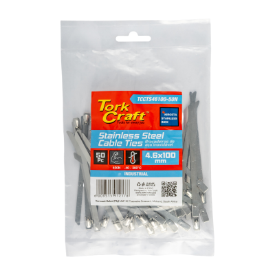 (image for) S/steel Cable Ties Ss304 4.6mm X 100mm Natural 50pc