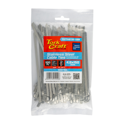 (image for) S/steel Cable Ties Ss304 4.6mm X 150mm Natural 100pc