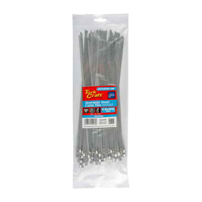 (image for) S/steel Cable Ties Ss304 4.6mm X 300mm Natural 100pc