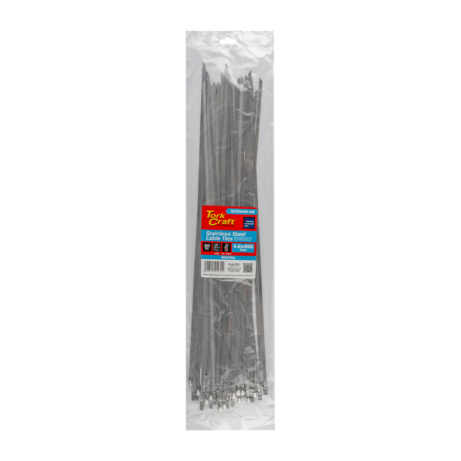 (image for) S/steel Cable Ties Ss304 4.6mm X 450mm Natural 50pc