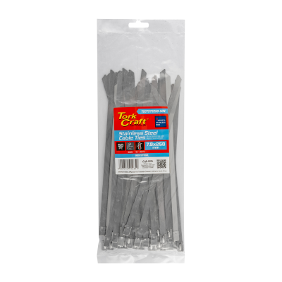 (image for) S/steel Cable Ties Ss304 7.9mm X 250mm Natural 50pc