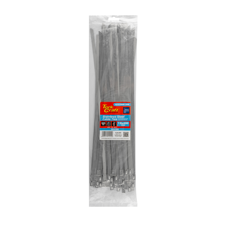 (image for) S/steel Cable Ties Ss304 7.9mm X 400mm Natural 100pc